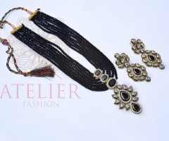 KAD58-American Diamond Reverse Kundan Necklace Set 